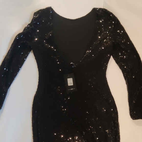 Fashion Nova Black Sequin Long Sleeve Dress - Picture 6 of 8